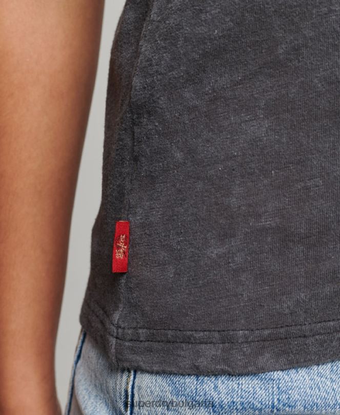 Superdry облекло N00H2708 черен Жени тънка тениска от магазин за ретро стоки