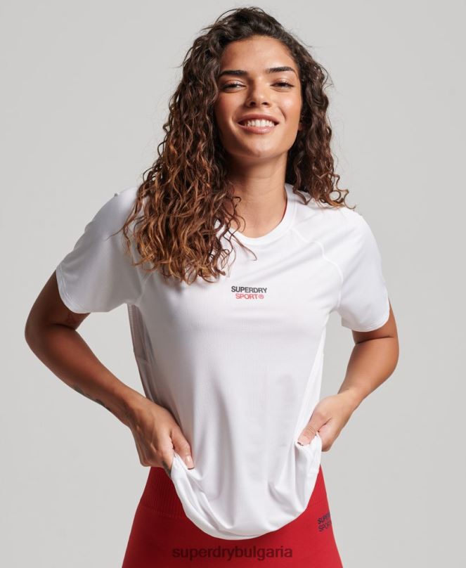 Superdry облекло N00H2709 бяло Жени основна активна тениска
