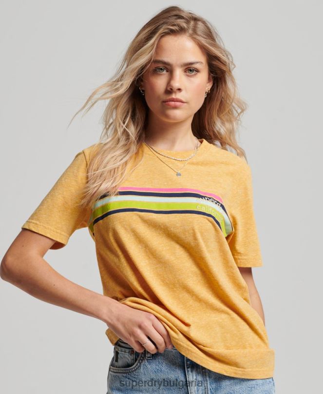 Superdry облекло N00H2710 жълто Жени реколта страхотна тениска за открито