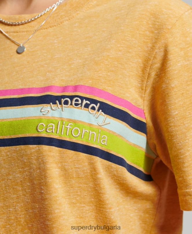 Superdry облекло N00H2710 жълто Жени реколта страхотна тениска за открито