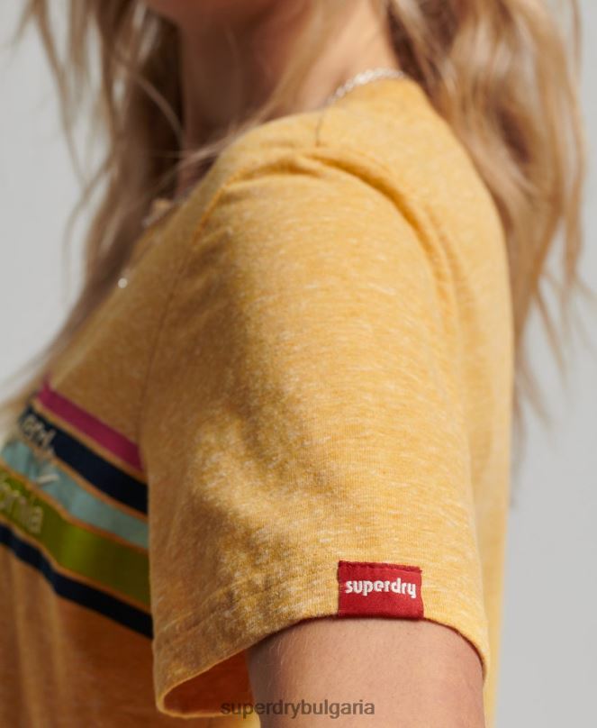 Superdry облекло N00H2710 жълто Жени реколта страхотна тениска за открито