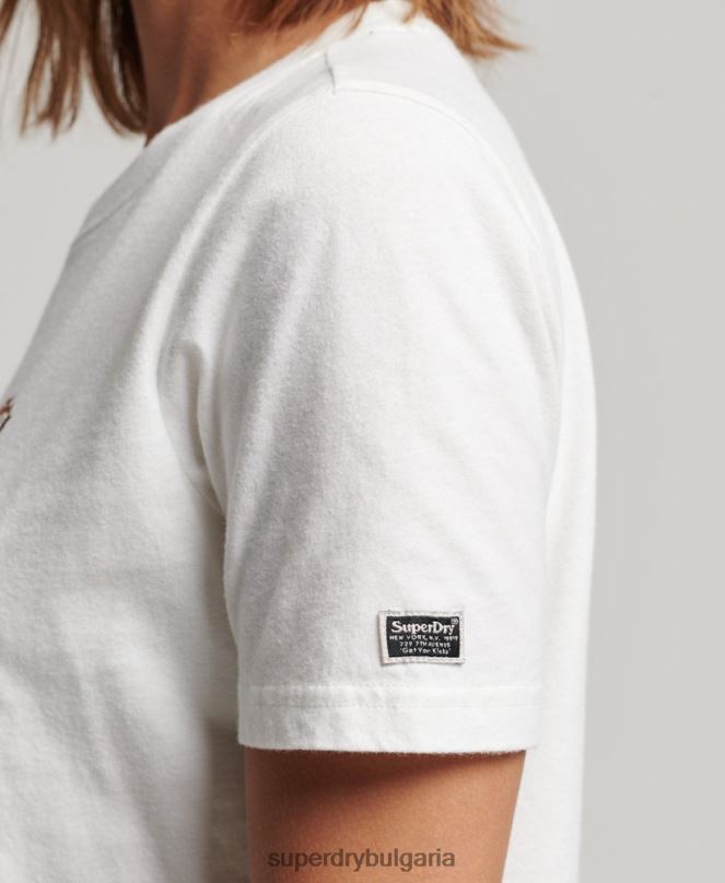 Superdry облекло N00H2711 бяло Жени ретро украсена тениска