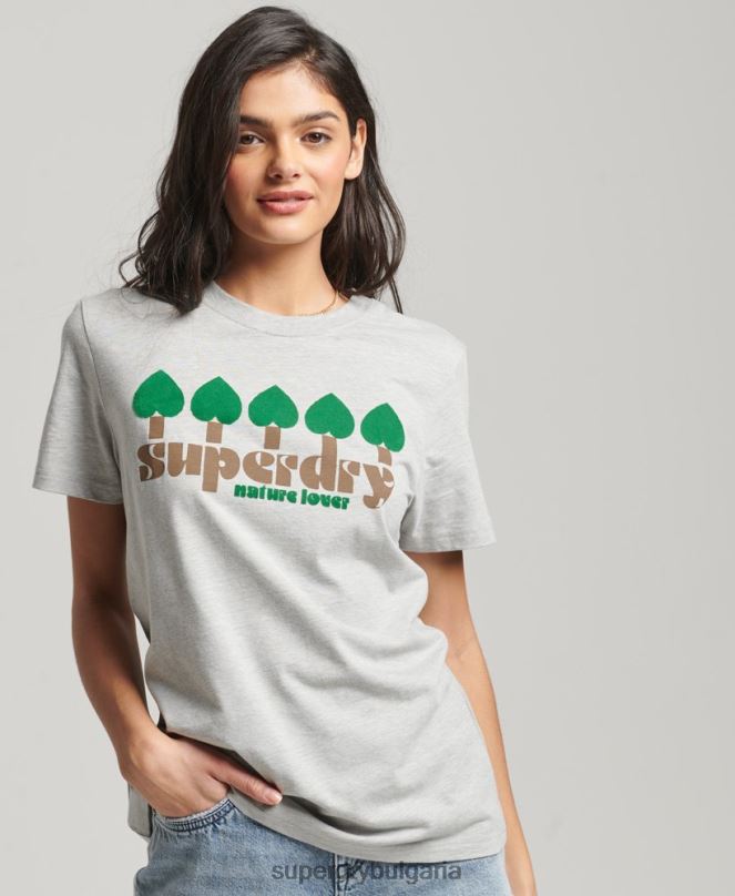 Superdry облекло N00H2712 сиво Жени винтидж носталгична тениска