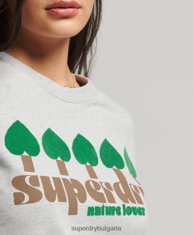 Superdry облекло N00H2712 сиво Жени винтидж носталгична тениска