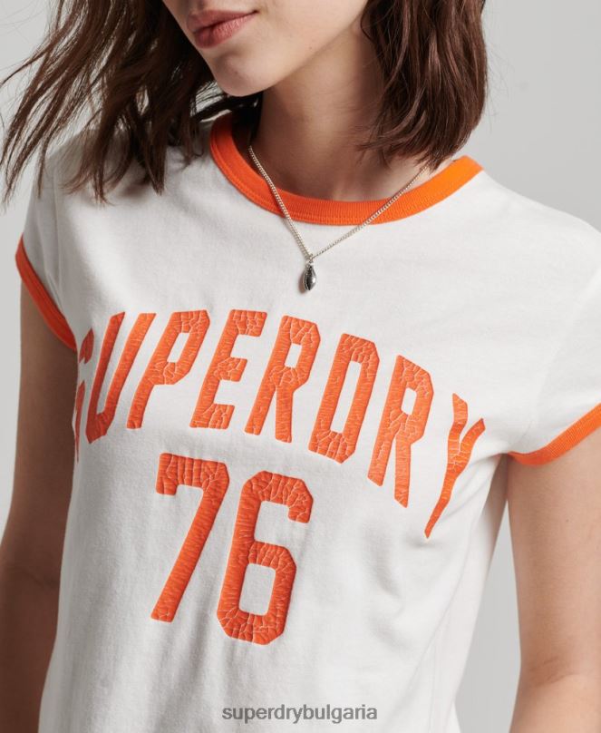 Superdry облекло N00H2713 бяло Жени винтидж атлетична тениска тип звънец