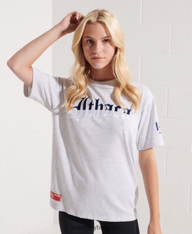 Superdry облекло N00H2719 светло сив Жени колеж графична тениска