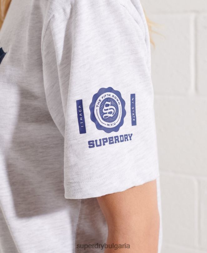 Superdry облекло N00H2719 светло сив Жени колеж графична тениска