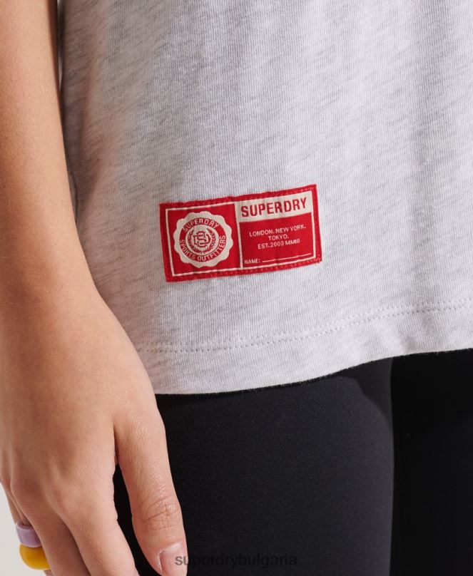 Superdry облекло N00H2719 светло сив Жени колеж графична тениска