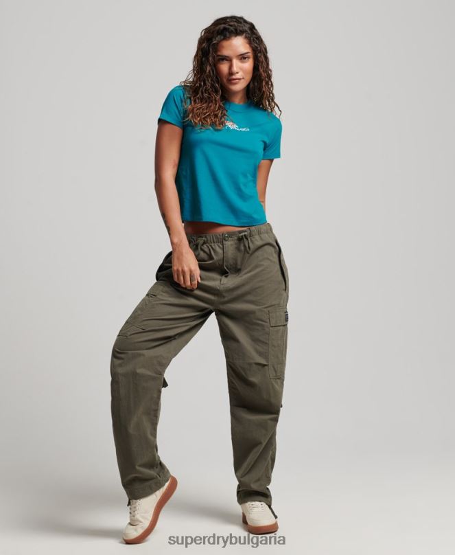 Superdry облекло N00H2721 тюркоаз Жени графична тениска от 90-те