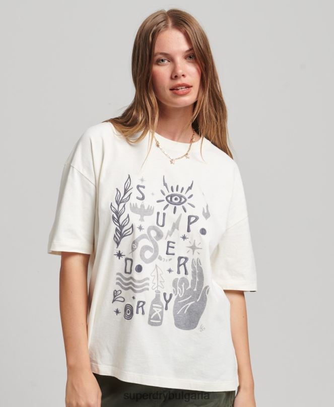 Superdry облекло N00H2724 бяло Жени номадска народна тениска