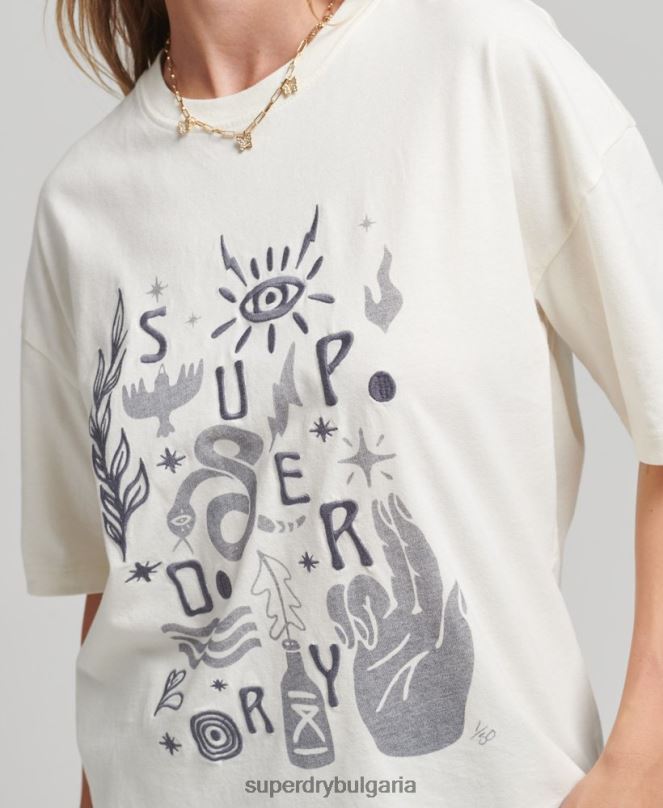 Superdry облекло N00H2724 бяло Жени номадска народна тениска
