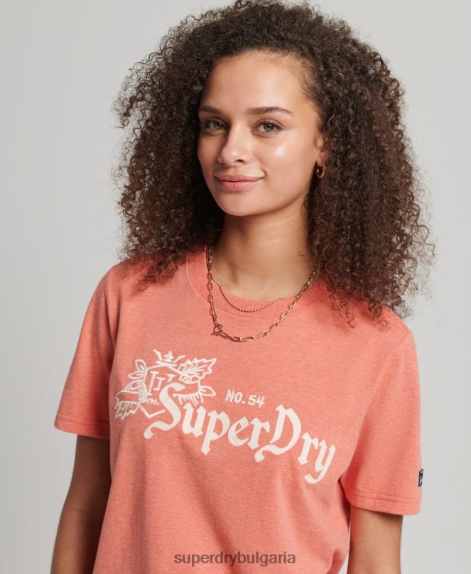Superdry облекло N00H2725 корал Жени винтидж тениска гордост в крафт