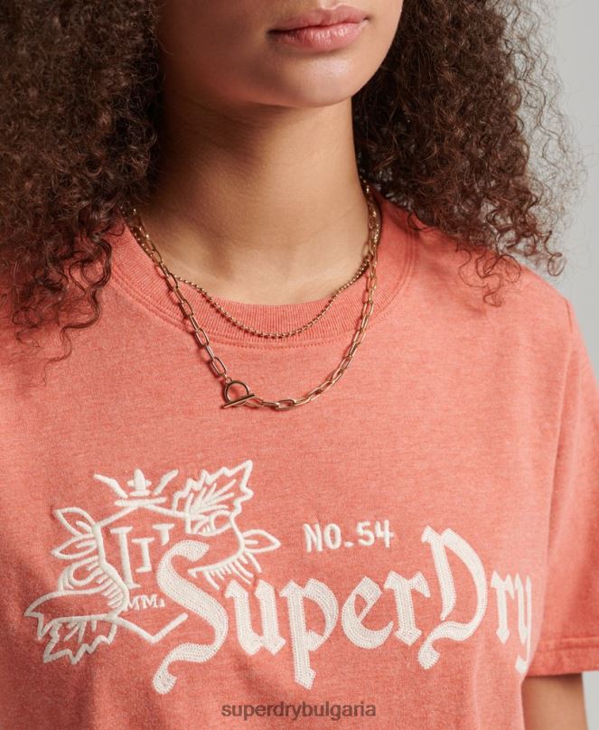 Superdry облекло N00H2725 корал Жени винтидж тениска гордост в крафт