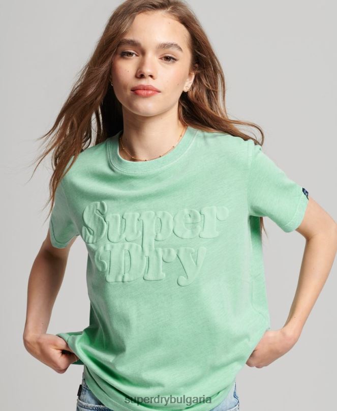 Superdry облекло N00H2727 зелено Жени тениска с лого на Cooper Classic от 70-те