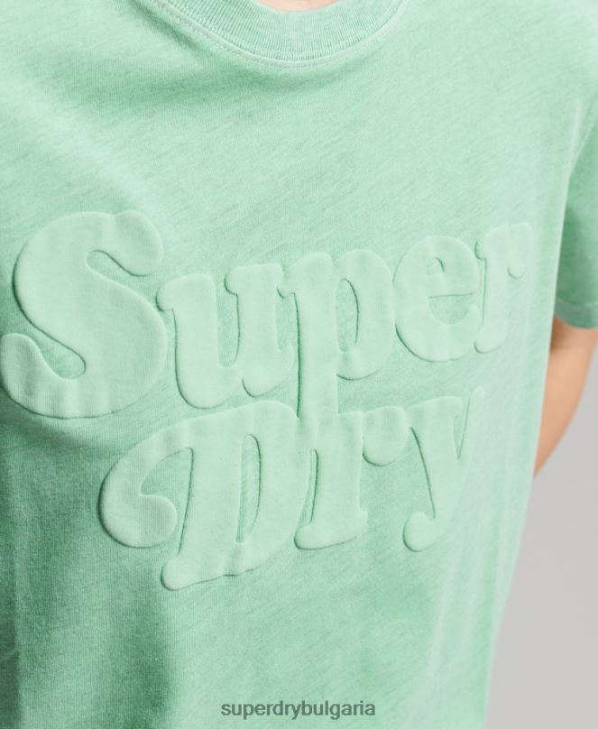 Superdry облекло N00H2727 зелено Жени тениска с лого на Cooper Classic от 70-те
