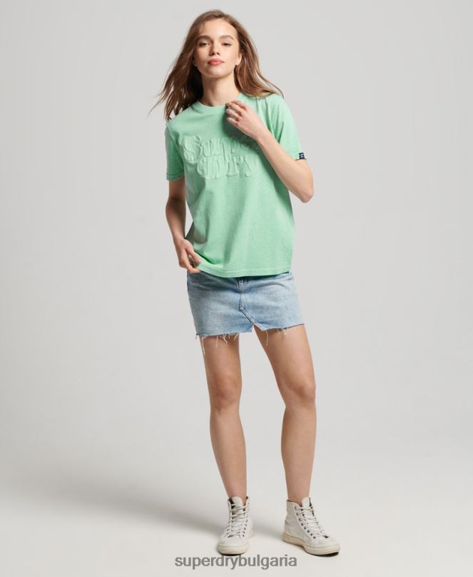 Superdry облекло N00H2727 зелено Жени тениска с лого на Cooper Classic от 70-те