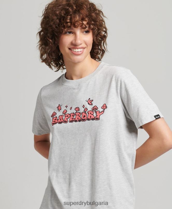 Superdry облекло N00H2729 светло сив Жени горска графична тениска