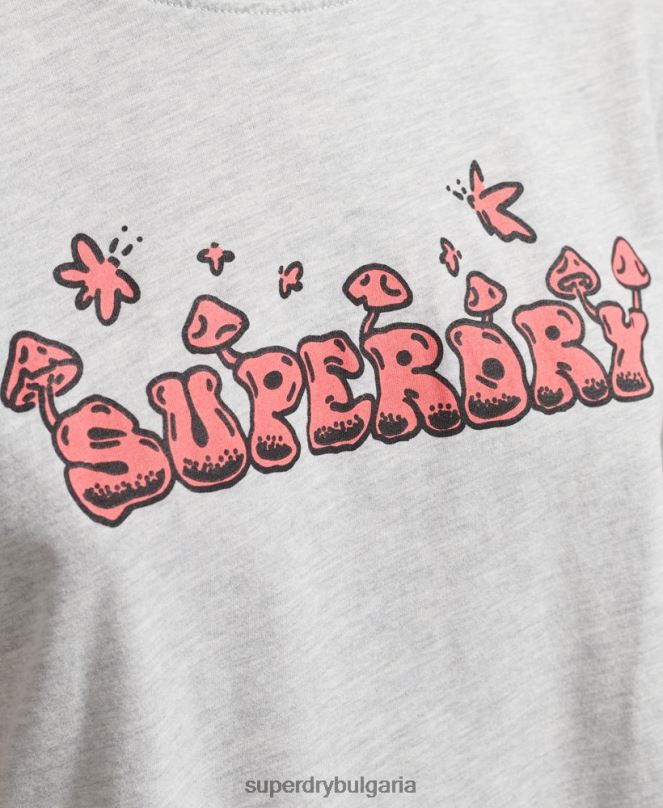 Superdry облекло N00H2729 светло сив Жени горска графична тениска