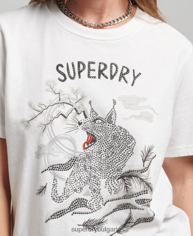 Superdry облекло N00H2732 сметана Жени графична тениска suika