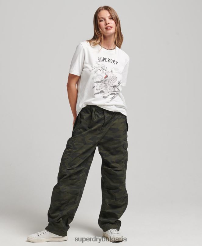 Superdry облекло N00H2732 сметана Жени графична тениска suika