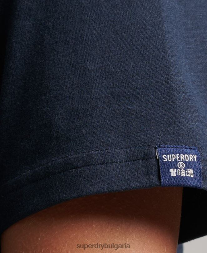 Superdry облекло N00H2734 военноморски флот Жени тениска с лого на Cooper Classic от 70-те