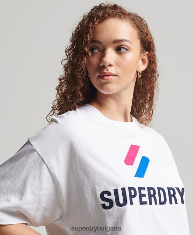 Superdry облекло N00H2737 бяло Жени квадратна тениска с подреден код
