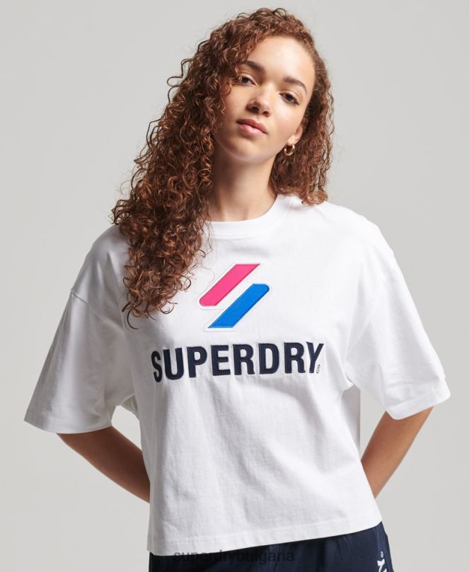Superdry облекло N00H2737 бяло Жени квадратна тениска с подреден код