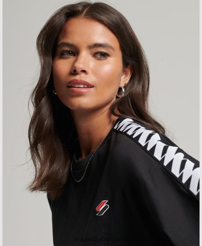 Superdry облекло N00H2739 черен Жени огромна квадратна тениска с лента с лого code s