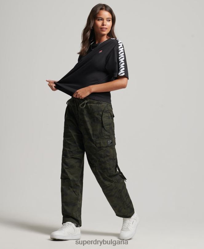Superdry облекло N00H2739 черен Жени огромна квадратна тениска с лента с лого code s