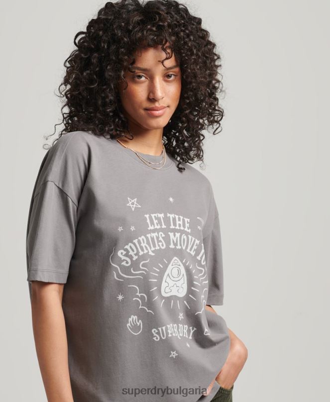 Superdry облекло N00H2740 светло сив Жени винтидж небесна тениска