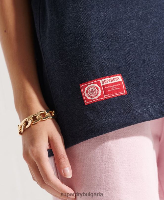 Superdry облекло N00H2744 военноморски флот Жени колеж графична тениска