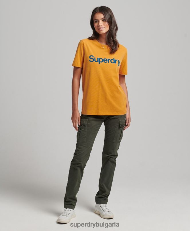 Superdry облекло N00H2748 злато Жени тениска с основно лого от 80-те