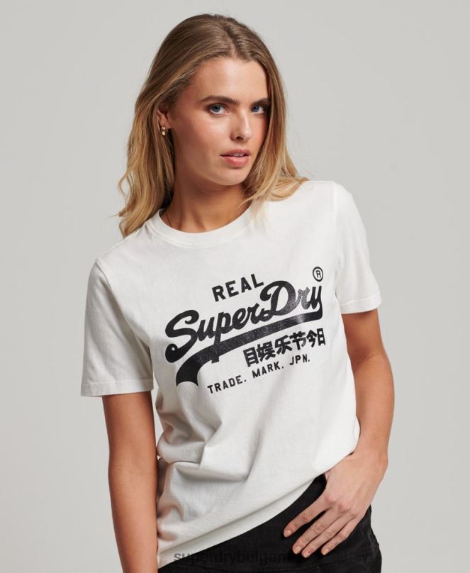 Superdry облекло N00H2749 бяло Жени тениска с ретро лого