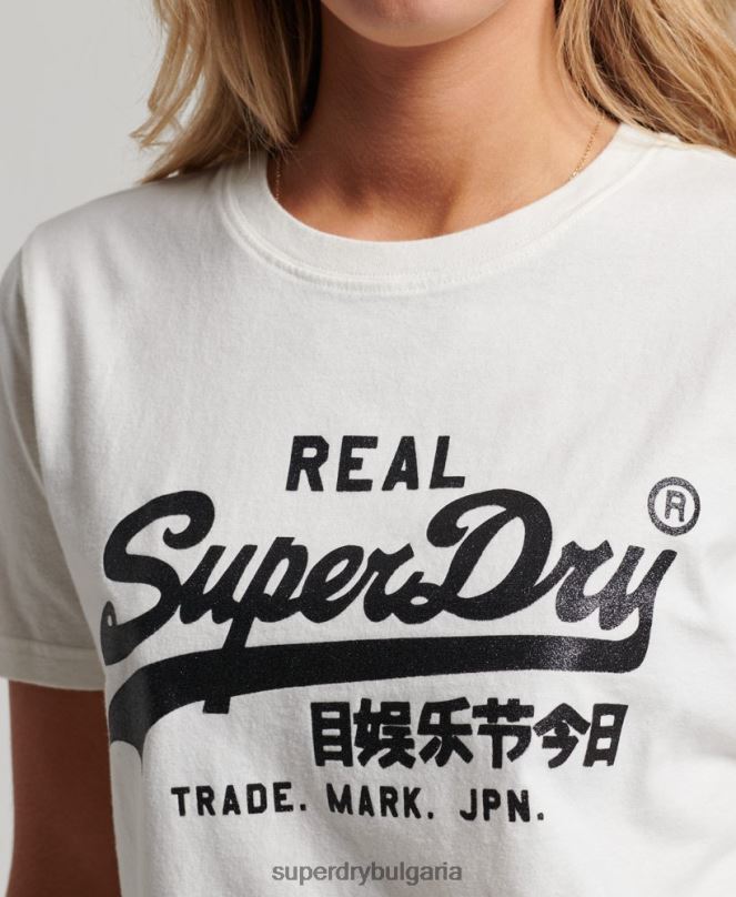 Superdry облекло N00H2749 бяло Жени тениска с ретро лого