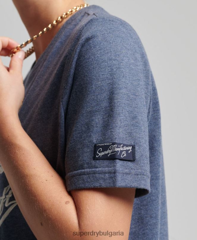 Superdry облекло N00H2752 военноморски флот Жени винтидж тениска гордост в крафт