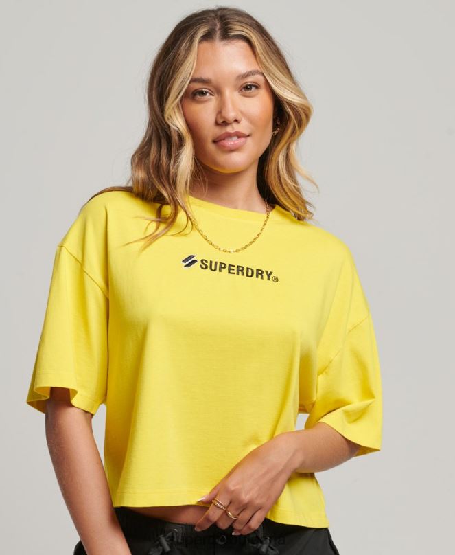Superdry облекло N00H2753 жълто Жени голяма квадратна тениска със спортно лого