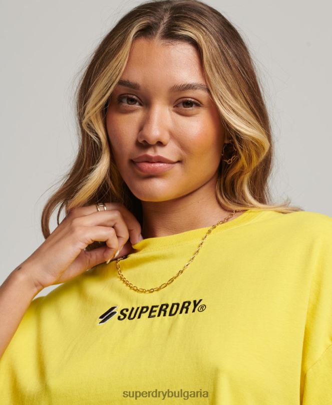 Superdry облекло N00H2753 жълто Жени голяма квадратна тениска със спортно лого