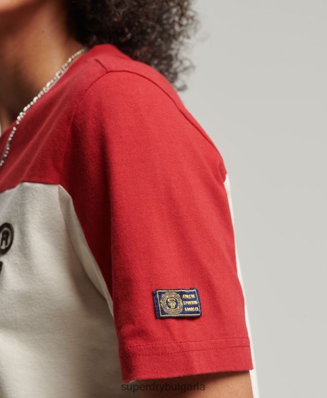 Superdry облекло N00H2755 бежово Жени университетска тениска с ретро лого