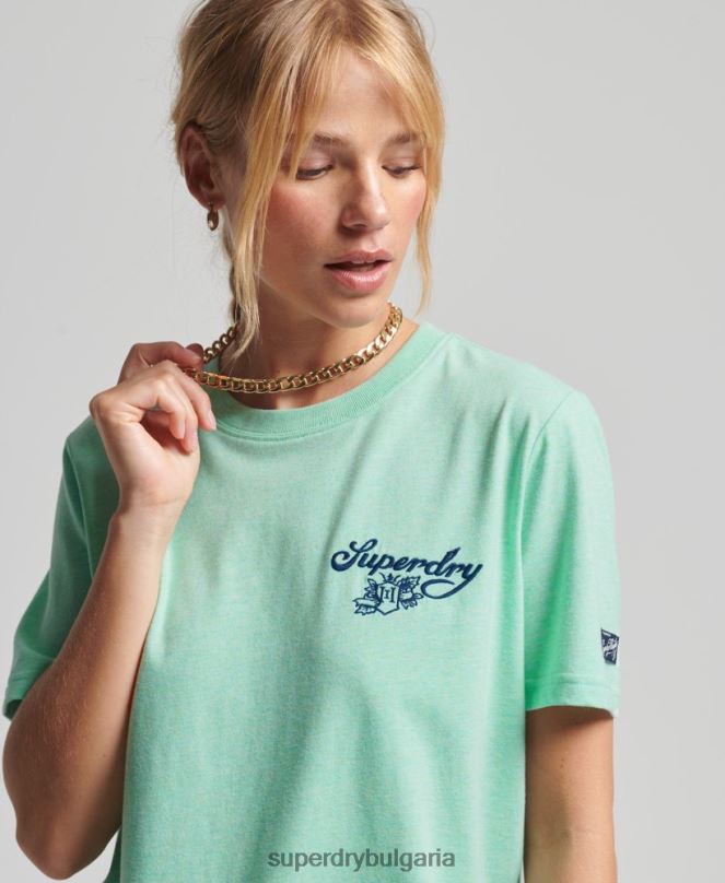 Superdry облекло N00H2758 зелено Жени винтидж тениска гордост в крафт