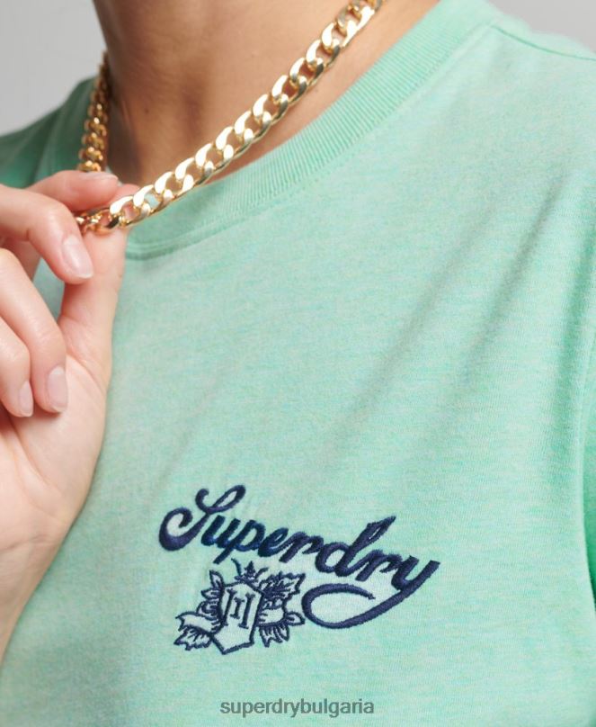 Superdry облекло N00H2758 зелено Жени винтидж тениска гордост в крафт