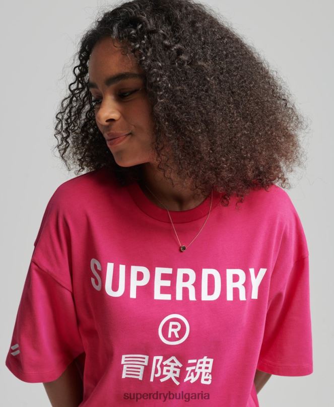 Superdry облекло N00H2759 розово Жени спортна тениска с основно лого