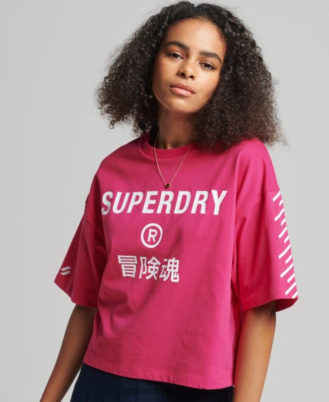 Superdry облекло N00H2759 розово Жени спортна тениска с основно лого