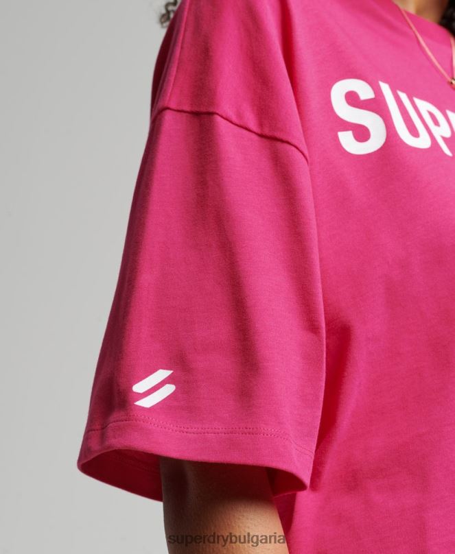 Superdry облекло N00H2759 розово Жени спортна тениска с основно лого
