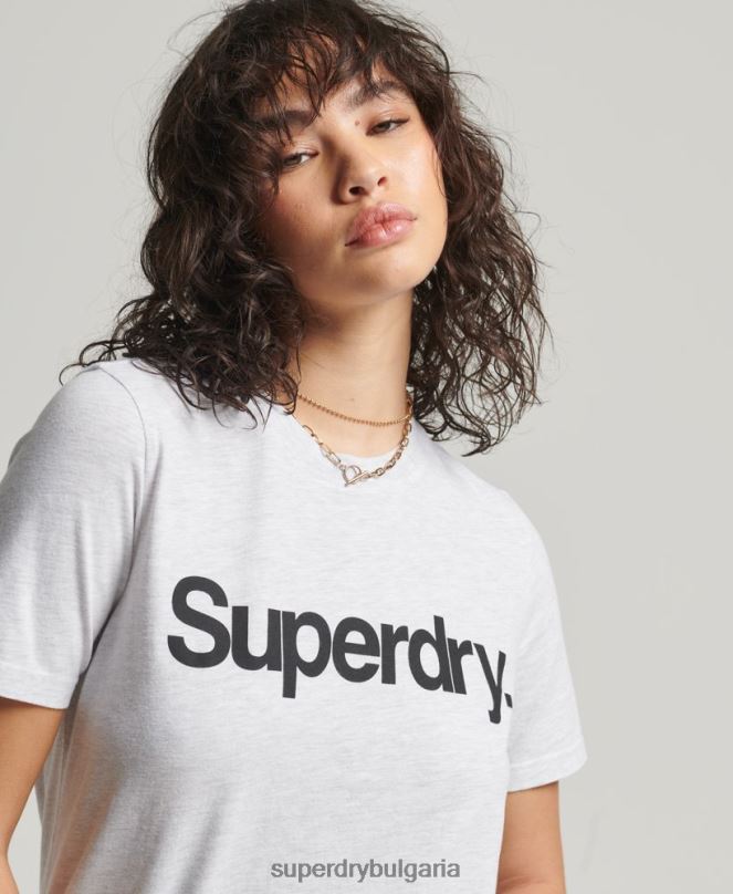 Superdry облекло N00H2760 светло сив Жени тениска с основно лого