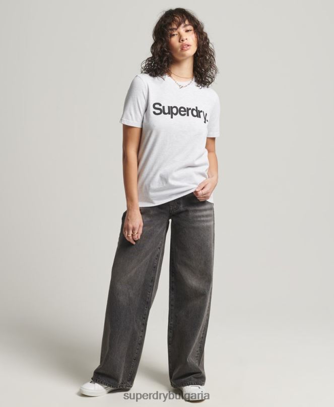 Superdry облекло N00H2760 светло сив Жени тениска с основно лого
