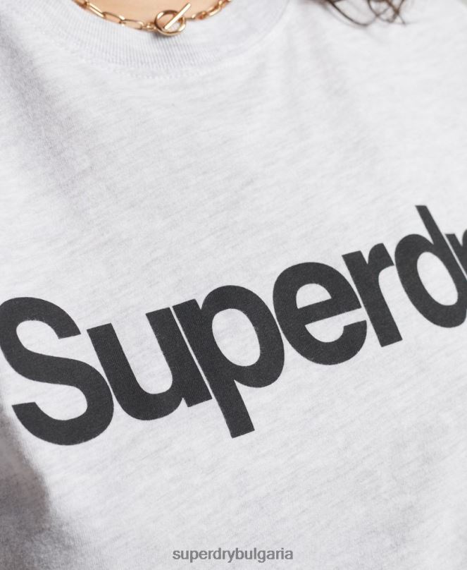 Superdry облекло N00H2760 светло сив Жени тениска с основно лого
