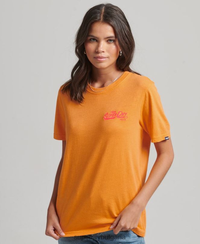 Superdry облекло N00H2761 оранжево Жени неонова тениска в стил сценарий