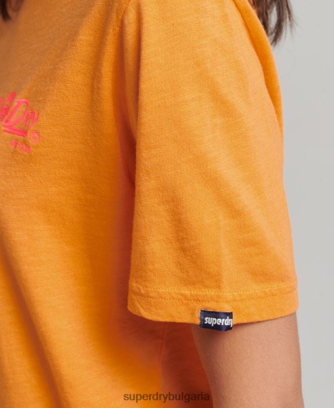 Superdry облекло N00H2761 оранжево Жени неонова тениска в стил сценарий