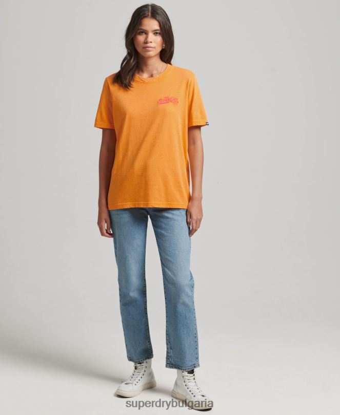 Superdry облекло N00H2761 оранжево Жени неонова тениска в стил сценарий
