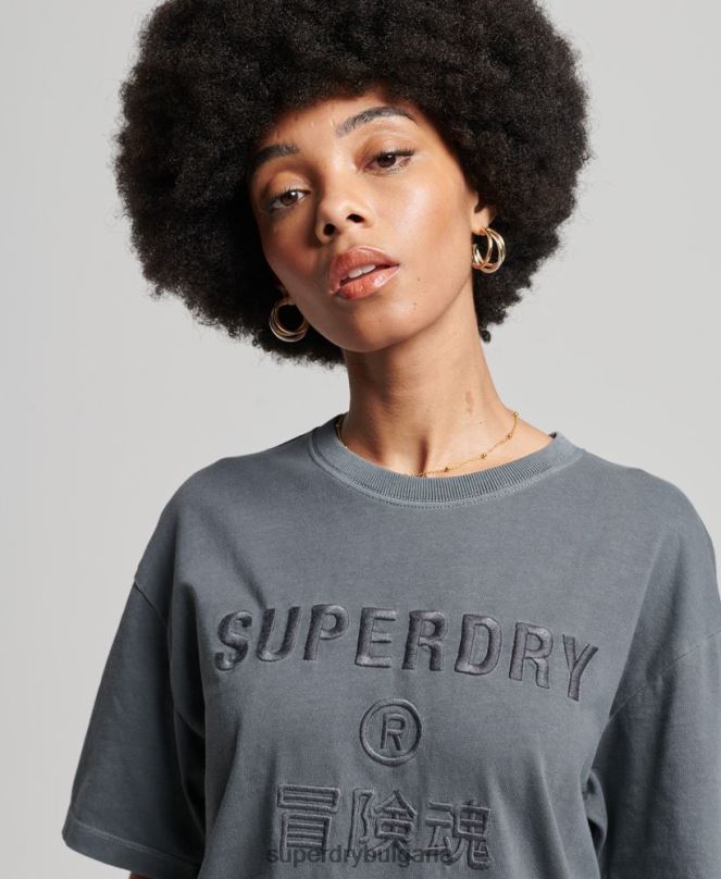 Superdry облекло N00H2762 черен Жени код лого дреха боядисване широка тениска